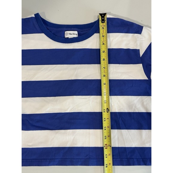 THE‎ DROP Women's  Sydney Blue White Striped Crop Top;  Size Large - Picture 4 of 5
